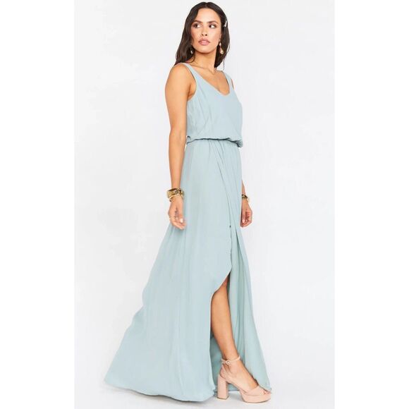 Show Me Your Mumu Large Kendall Maxi Dress Silver Sage Crisp - Picture 1 of 8